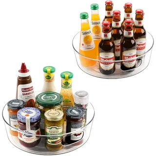 Lazy Susan Organizer für Schrank, verbesserter 29.2 cm, transparenter Lazy Susan Drehteller mit Griffen und erhöhtem Rand, drehbare Lazy Susan Gewürzaufbewahrung für Küche, Tisch, 2 Stück