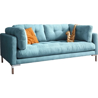 Trends by HG 2-Sitzer Landau, in Cord-Stoff mit Metallfuß blau