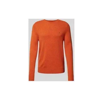 Wollpullover mit Logo-Stitching, Orange, XXL