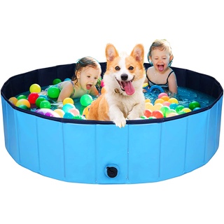 Hunde Pool Faltbare Hundepool l 120cm für Große und Kleine Hunde Hundeplanschbecken Umweltfreundliche PVC rutschfest Gut Abgedichtet für Indoor und Outdoor geeignet