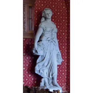 Casa Padrino Jugendstil Garten Deko Skulptur Frau mit Körben Grau 43 x 43 x H. 153 cm - Elegante Garten Deko Stein Figur - Barock & Jugendstil Garten Deko Accessoires