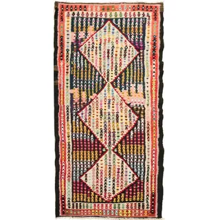 Nain Trading Orientteppich Kelim Fars 101x216 Handgewebter Orientteppich / Perserteppich Läufer, rechteckig, Höhe: 5 mm rot|schwarz