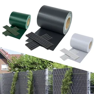 Yakimz Sichtschutzstreifen für doppelstabmatten, 210m x 19cm PVC sichtschutz, inkl.180 clips, Sichtschutz zaun Wetterfest, 450g/m2, für gartenzaun Balkon doppelstabmattenzaun, Anthrazit