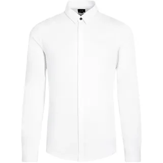 Armani Exchange Herren Long Sleeve Stretch Cotton-Satin Button Up Hemd - XS