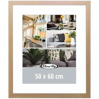 Close Up Posterrahmen 50 x 60 cm Buche hell, quadratischer Bilderrahmen aus MDF mit bruchsicherer PVC-Glasscheibe - Profilbreite 30 mm