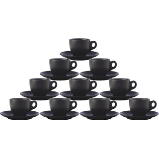 Maxwell & Williams, Tasse, Espressotassen mit Untertassen Caviar Black (80 ml, 10 x)