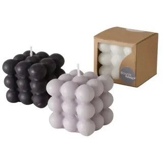 BOLTZE Tafelkerze (Packung, 3-tlg., Pack), 3 Stueck Bubble Kerzen Modell URBAN Candles grau|schwarz|weiß