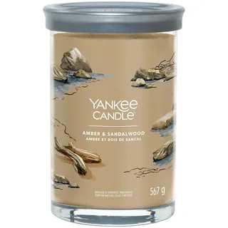 Yankee Candle Signature Duftkerze | große Tumbler-Kerze mit langer Brenndauer „Amber & Sandalwood“ | Soja-Wachs-Mix | Perfekte Geschenke für Frauen