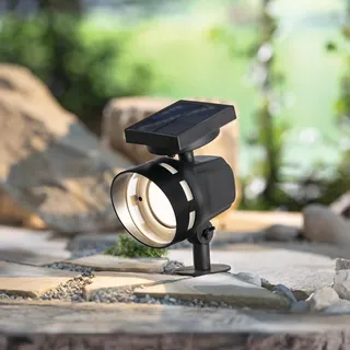 FRANK FLECHTWAREN LED-Solarstecker "Spot", Kunststoff, schwenkbar, warmweiße LED, Solarpanel, An-/Aus-Schalter Maße: ca. Höhe 17 cm, mit Erdspieß 33 cm, für den Außenbereich geeignet