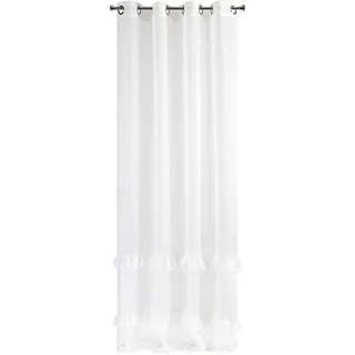 Eurofirany Vorhang Glitzer Glatt Transparent 8 Ösen Gardinen Durchsichtig Edel Elegant Hochwertig Glamour Schlafzimmer Wohnzimmer Lounge, Weiß, 140X250 cm
