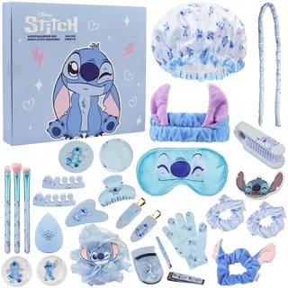 Get Trend Disney Stitch Adventskalender 2026 Beauty Damen Teens | Make-up-Pinsel, Haarklammern, Scrunchies, Schlafmaske, Weihnachts Countdown, Geschenke Kinder Frauen (Blau Stitch)