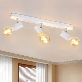 KYOTECH Deckenlampe 3 Flammig E27 Aluminium 350° Schwenkbar Max. 60W | Weiß Modern Deckenstrahler E27 Fassung Ohne Leuchtmittel, Deckenleuchte Für Schlafzimmer, Wohnzimmer, Küche, Flur