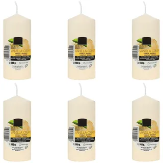 6 Stück Beige Duftkerze Duft Vanillecreme, Duft Stumpenkerzen 110x47mm 25 Stunden Dauer
