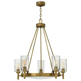 Elstead LIGHTING Kronleuchter, Leuchtmittel nicht inklusive, Kronleuchter Hängelampe Deckenleuchte Stahl Glas Messing