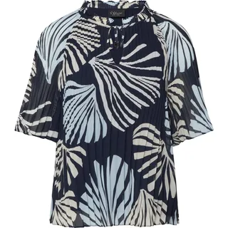 s.Oliver Festliche Chiffon-Bluse mit Plissee und Rüschen Blau 40