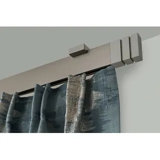 GARESA Gardinenstange FLAT, 1-läufig, Wunschmaßlänge, verschraubt, Aluminium, Rechteckprofil, Deckenmontage, perfekter Lauf, modern, verlängerbar silberfarben 350 cm