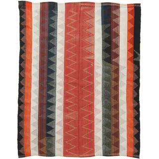 Nain Trading Orientteppich Kelim Fars Antik 148x183 Handgewebter Orientteppich / Perserteppich, rechteckig, Höhe: 5 mm rot|schwarz