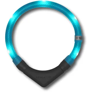 LEUCHTIE® Plus Leuchthalsband Hund batteriebetrieben, wasserdichtes LED Halsband, Hundehalsband Leuchtend mit 100 h Leuchtdauer, enorm hell, türkis Größe 60