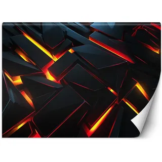 Feeby Fototapete 3D Effekt Kinder Junge 150x105 cm Schwarz XXL Vlies Wandtapete Tapeten Wohnzimmer Schlafzimmer Jugendzimmer Moderne Design Wandbild Wand Dekoration Neon Gaming