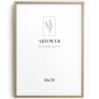 Artower® Bilderrahmen für 50 x 70 cm Natur Holz Eiche Dünner Rahmen | Posterrahmen Groß für Collage | Picture Frame Oak Wood 50x70cm | Holzrahmen | Holzbilderrahmen Poster Echtholz