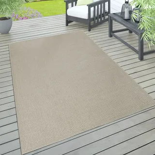 Paco Home - Outdoor Teppich wetterfest Garten, & Terrasse flachgewebt Uni Sisaloptik Robust 60x100 cm