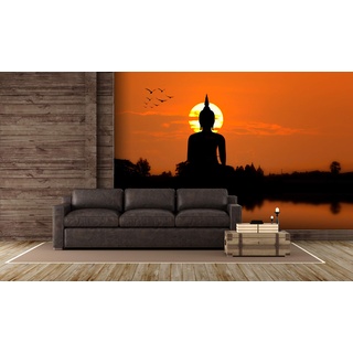 Oedim Wandaufkleber Buddha im Sonnenuntergang | Wandtattoo für Wände | Wanddekoration | Vinyl | Verschiedene Maße 200 x 150 cm | Dekoration für Esszimmer, Wohnzimmer, Schlafzimmer