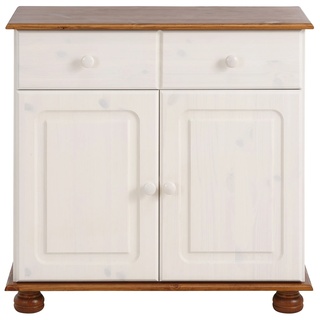 Sideboard HOME AFFAIRE "Mette" Sideboards Gr. B/H/T: 80 cm x 77 cm x 34 cm, 1, weiß (weiß, honig) Sideboards mit gefrästen, kugelförmigen Füßen, Breite 80 cm
