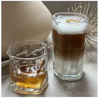 Zoha Glas Diamond Clear Glas Trinkgläser Cocktailgläser, 8-tlg., Glas, Hitzebeständig Eiskaffeegläser Tee Wasser Saft Kaffee weiß 280 ml | Ø 7 cm x 12.5 cm