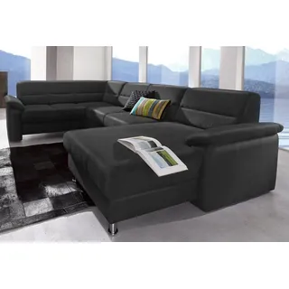 sit&more Wohnlandschaft Ascara U-Form, inklusive Boxspring/Federkern-Polsterung, wahlweise mit Schlaffunktion schwarz