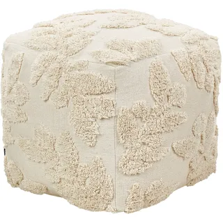 Beliani Pouf beige 45 x 45 x 45cm mit EPS-Perlen Quadratisch Strukturiert Blättermuster Modern Boho Bodenkissen Sitzpouf Sitzmöbel Indoor