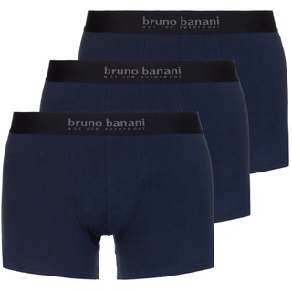 Bruno Banani Herren Boxershorts, 3er Pack - Energy Cotton, Baumwolle, einfarbig mit schwarzem Bund blau (navy) S (Small)