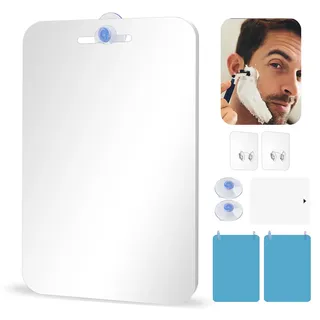 Moosono Duschspiegel Rasierspiegel Antibeschlag Mit Saugnapf Spiegel Klein für Dusche 13cm*17cm Unbreakable Fogless Shower Mirror