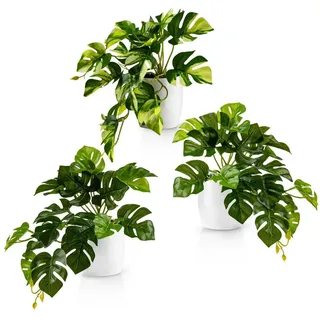 Kunstpflanze Künstliche hängepflanzen im Keramiktopf, Kunstpflanze hängend Efeu, Eukalyptus, Monstera, Zebrapflanze, PASCH grün