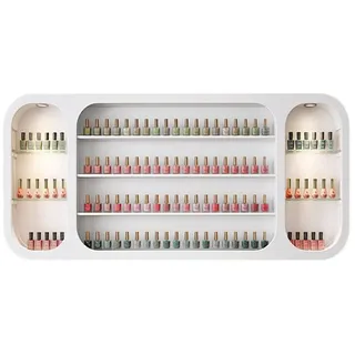 UE-MAOLU Nagellack Wandregal Holz, Nagellack Aufbewahrung Regal Wand, Schminktisch Organizer Lippenstiftständer Regal Damen Makeup Organizers, Ablagen Für Nagellack(140CM)