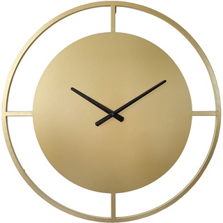 LW Collection Wanduhr Danial Gold 80cm - Große Industrielle Wanduhr Metall - Moderne Wanduhr - Leises Uhrwerk - Stille Uhr