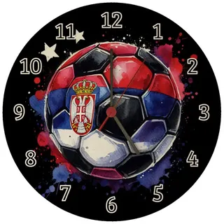 speecheese Wanduhr Fußball Serbien Flagge Wanduhr aus MDF 26,5 cm