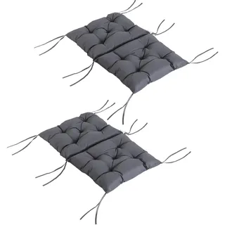 2er-set Sitzkissen, 98cm X 50cm X 8cm Stuhlkissen Mit Bänder, Polsterauflage, Waschbar/ergonomische Sitzpolster Für Haus, Garten, Sofa, Grau