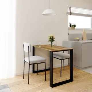 AKKE Retro-Holz LOFT Tisch mit schwarze beine LxBxH: 80x60x75 cm - Schwarz