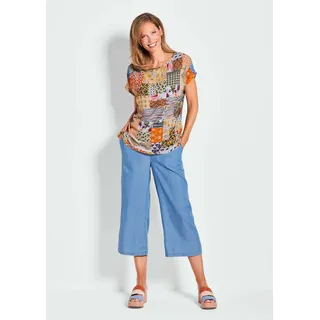 GOLDNER Luftige Viskosebluse mit Patch-Print Gelb 44
