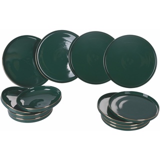 Teller-Set VILLA D'ESTE "Luxury Green" Geschirr-Sets Gr. 12 tlg., grün Teller Geschirr-Set, Tafelservice