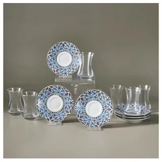 Karaca Teeservice Emirgan 12-teiliges Türkisches Teeset aus Bone China für 6 Personen