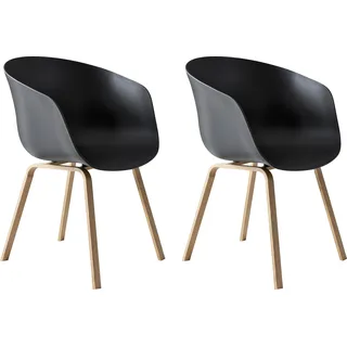 SalesFever Schalenstuhl Lund Kunststoff schwarz 2er Set