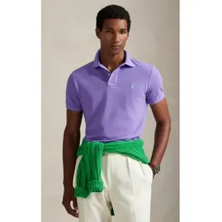 Polo Ralph Lauren für Herren. 710782592028 Das legendäre lila Custom Slim Fit Poloshirt aus Piqué-Stoff (L), Lässig, Flieder, Baumwolle, Kur