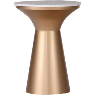 Livetastic Couchtisch, Mehrfarbig, Weiß, Gold, Metall, rund, 41x56x41 cm, Wohnzimmer, Wohnzimmertische, Couchtische
