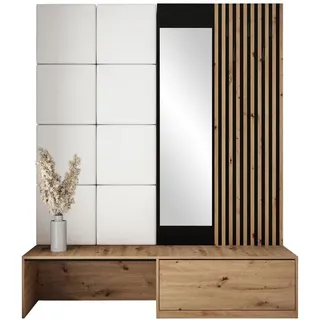 Mirjan24 Garderobe, Weiß, Holzwerkstoff, 172x205x42 cm, Garderobe, Garderoben-Sets & Serien, Garderoben-Sets