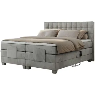 MKS Boxspringbett 200 x 200 cm H3 Hellgrau