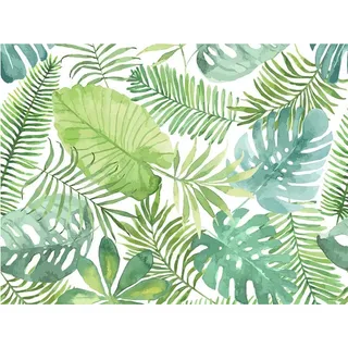 Tischsetmacher Platzset Tischset, Platzset abwaschbar - Tropische grüne Palmenblätter - 4 Stück aus erstklassigem Vinyl (Kunststoff) 40 x 30 cm, (4-St) bunt|grün