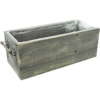 Dekoleidenschaft Blumenkasten "Grey" aus recyceltem Holz, grau gekalkt, Pflanzkasten 40x18x15 cm, im Antik Look, Pflanzbox, Balkonkasten, Blumentopf, Pflanztopf grau