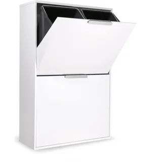 ARREGUI Ecoclas CR601-E Mülltrennsystem aus Stahl | 4 Fächer Mülleimer für die Küche | 4x17L (68L) | 4 Fach Abfalleimer | Herausnehmbare Inneneimer + Griff | Recycling Schrank für Mülltrennung | weiß