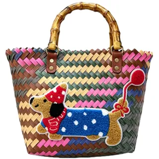 Generisch Korbtasche Handarbeit,Großes Fassungsvermögen Korbtaschen Damen Farbenfroh,20 x 30 cm,Geeignet für den Täglichen Weg zur Arbeit, zum Einkaufen und für Ausflüge - 20 x 30 cm